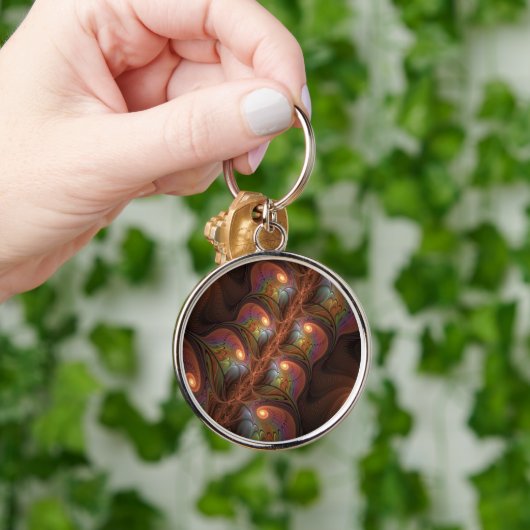 Kleurrijke Fluorescerende Abstracte Trippy Bruine Sleutelhanger (Hand)