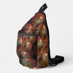 Kleurrijke Fluorescerende Abstracte Trippy Bruine  Sling Bag
