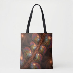 Kleurrijke Fluorescerende Abstracte Trippy Bruine  Tote Bag