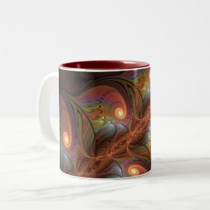 Kleurrijke Fluorescerende Abstracte Trippy Bruine  Tweekleurige Koffiemok