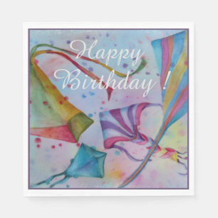 Kleurrijke Flying Kites Happy Birthday Party Servet