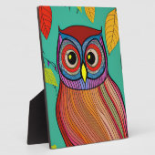 Kleurrijke Folk Art Abstracte Uil Fotoplaat (Zijkant)