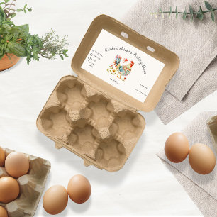 Kleurrijke Folk Chicken Egg Carton Label