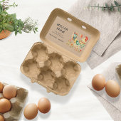 Kleurrijke Folk Chicken Egg Karton Label