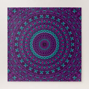 Kleurrijke Fonkelende Juweeltoon Mandala Digitale  Legpuzzel