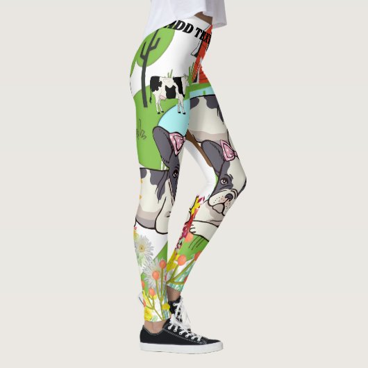 Kleurrijke Foral Pitbull Elegant Moderne Hond Vrou Leggings (Rechts)