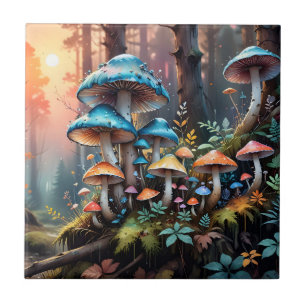 Kleurrijke Forest Mushroom Art Tegeltje