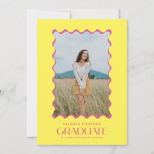 Kleurrijke foto 2025 Elementaire Afstuderen Wavy L Aankondiging (Voorkant)