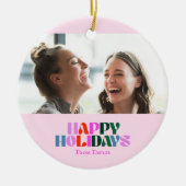 Kleurrijke foto Roze Moderne Vrienden Naam Ornamen Keramisch Ornament (Voorkant)