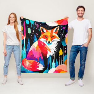 Kleurrijke Fox Abstracte kunst Fleece Deken