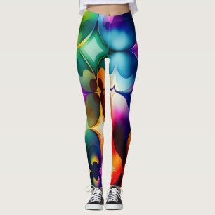 Kleurrijke Fractal Bloemen Regenboog Patroon Leggings