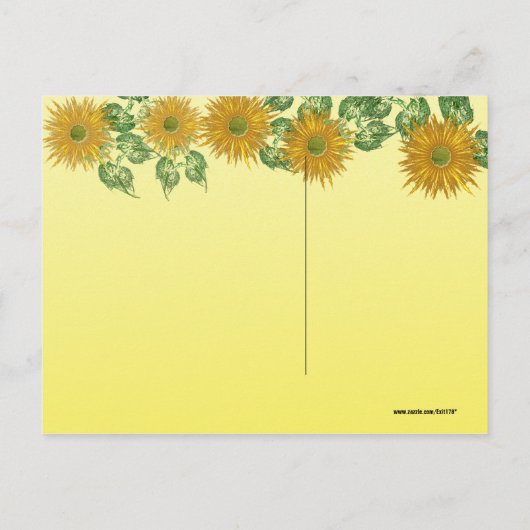 Kleurrijke Fractal Yellow Flower Leaf Border Briefkaart (Achterkant)