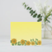 Kleurrijke Fractal Yellow Flower Leaf Border Briefkaart (Staand voorkant)