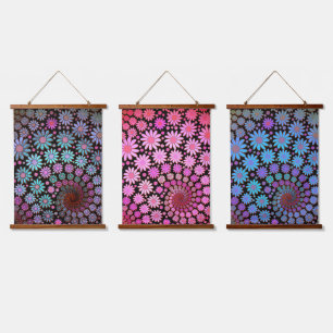 Kleurrijke Fractale Bloemen Boho Bloemendesign Hangend Wandkleed