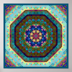 Kleurrijke Fractale Kaleidoscoop Poster