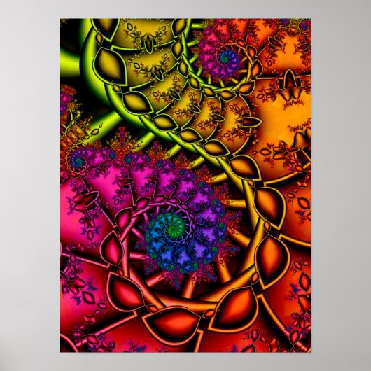 Kleurrijke Fractale Spiralen Poster (Voorkant)