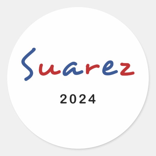 Kleurrijke Francis Suarez 2024 Script Tekst Ronde Sticker (Voorkant)