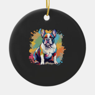 Kleurrijke Franse Bulldog Kunst voor Hondenliefheb Keramisch Ornament