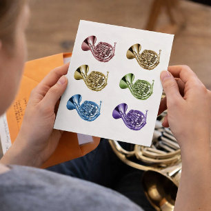 Kleurrijke Franse Hoorn Pop Art Muzikant Briefkaart