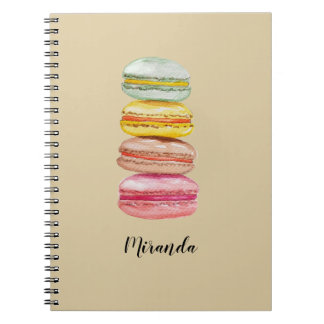 Kleurrijke Franse Macarons Aquarel Handgeschilderd Notitieboek