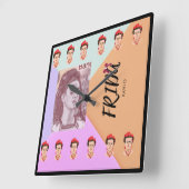 Kleurrijke Frida Square Wall Clock Vierkante Klok (Hoek)