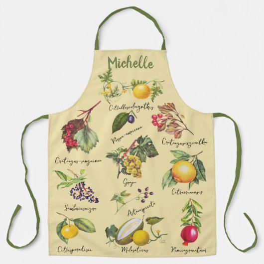 Kleurrijke Fruit Collage Custom Name Schort (Voorkant)