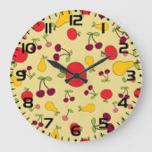 Kleurrijke Fruit Patroon Appels Kersen en Peren Grote Klok (Voorkant)
