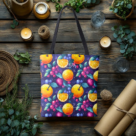 Kleurrijke Fruitpatroon Canvas tas - Gepersonalise