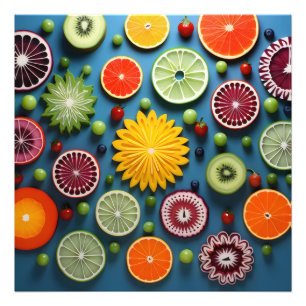 Kleurrijke fruitstukken foto afdruk