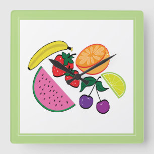 Kleurrijke fruitzomer, kool, geweer vierkante klok