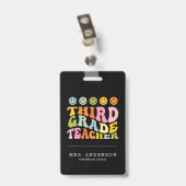 Kleurrijke Fun Derde Klas Leraar Aangepaste Naam Badge (Achterkant met clip)