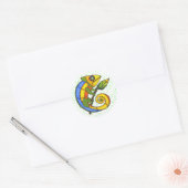 Kleurrijke Fun Lizard Stippen Ronde Sticker (Envelop)