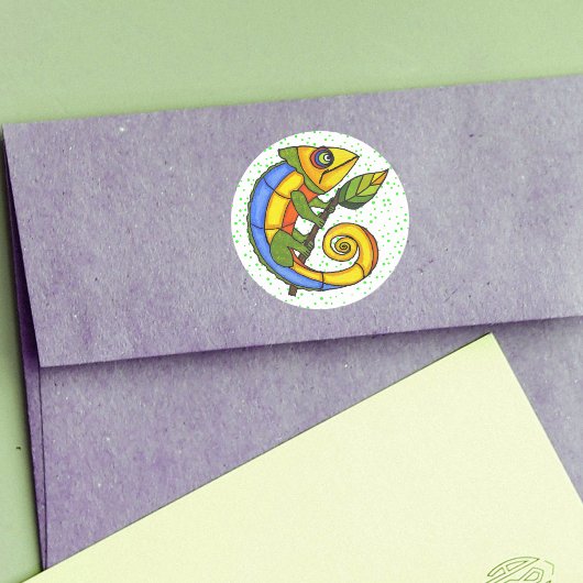 Kleurrijke Fun Lizard Stippen Ronde Sticker