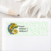 Kleurrijke Fun Lizard Tak Groene Stippen Etiket (Insitu)