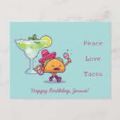 Kleurrijke Fun Margaritas & Tacos Gefeliciteerd Briefkaart (Voorkant)