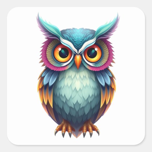 Kleurrijke Fun Owl Stickers (Voorkant)