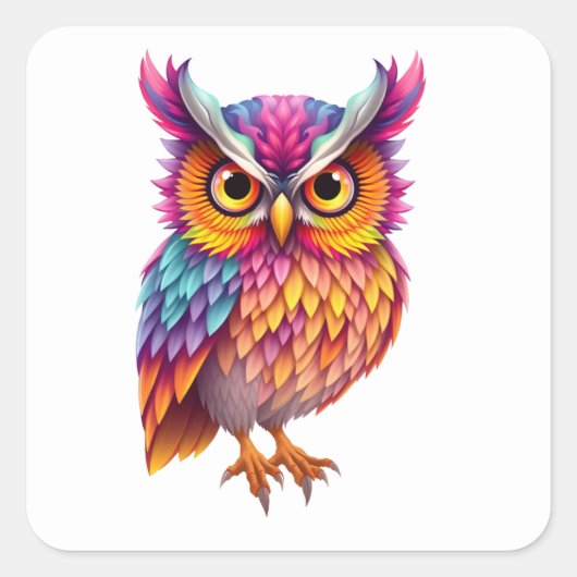 Kleurrijke Fun Owl Stickers (Voorkant)