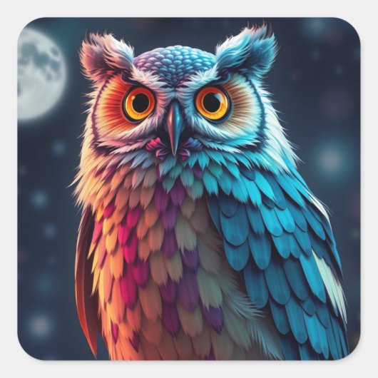 Kleurrijke Fun Owl Stickers (Voorkant)