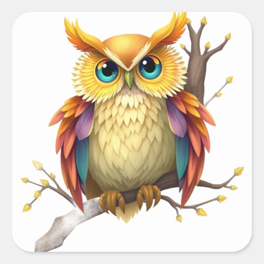 Kleurrijke Fun Owl Stickers (Voorkant)