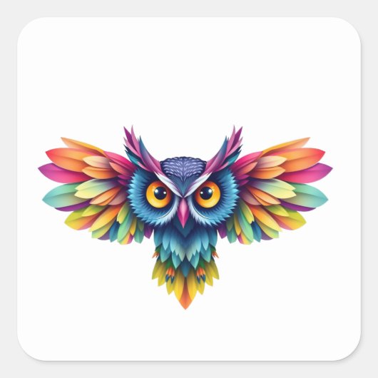 Kleurrijke Fun Owl Stickers (Voorkant)