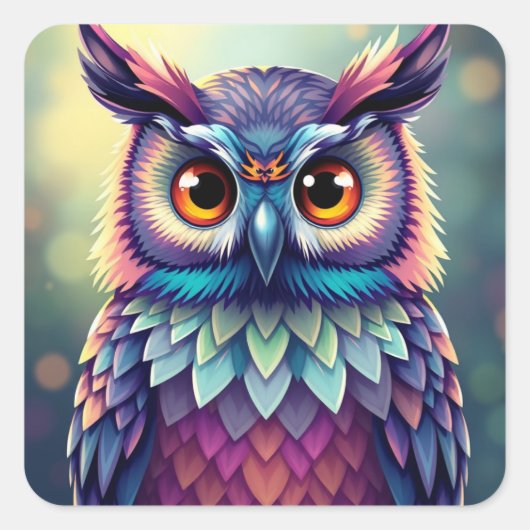Kleurrijke Fun Owl Stickers (Voorkant)