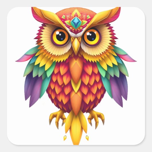 Kleurrijke Fun Owl Stickers (Voorkant)