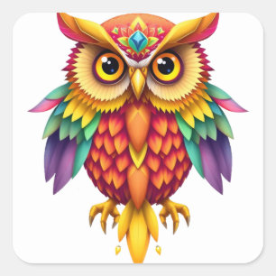 Kleurrijke Fun Owl Stickers