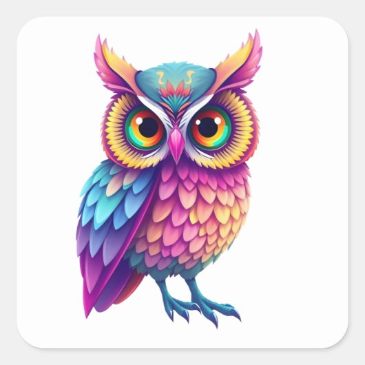 Kleurrijke Fun Owl Stickers (Voorkant)