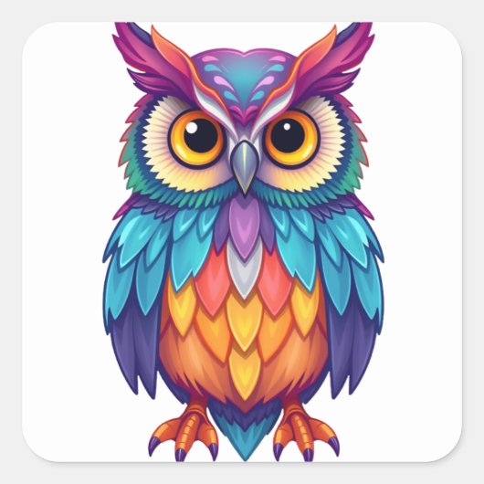 Kleurrijke Fun Owl Stickers (Voorkant)