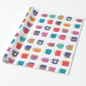 Kleurrijke Fun Patterned Coffee Mok Set Cadeaupapier (Uitgerold)