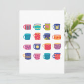 Kleurrijke Fun Patterned Coffee Mok Set Kaart (Staand voorkant)