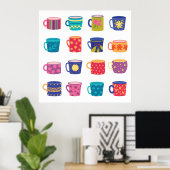 Kleurrijke Fun Patterned Coffee Mok Set Poster (Thuiskantoor)