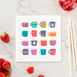 Kleurrijke Fun Patterned Coffee Mok Set Servet