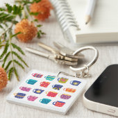 Kleurrijke Fun Patterned Coffee Mok Set Sleutelhanger (Voorkant Rechts)